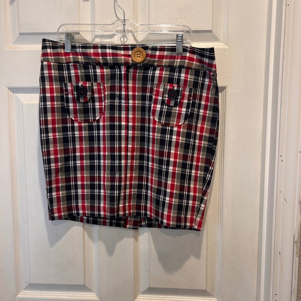 Zinc Plaid Mini Skirt 13 Red Blue White Y2K Grunge Schoolgirl Pockets Festival